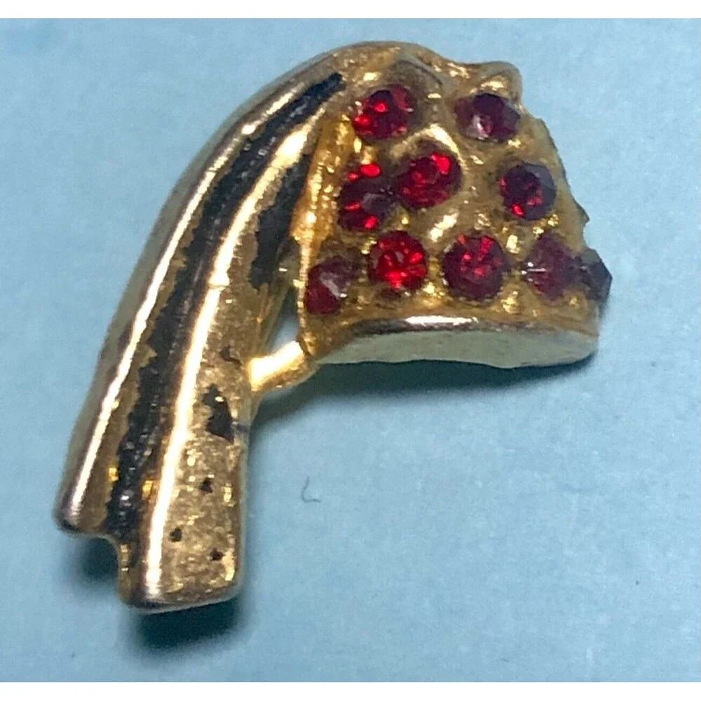 Vintage small Shriner's Fez Hat with Red Rhinestones Lapel Pin